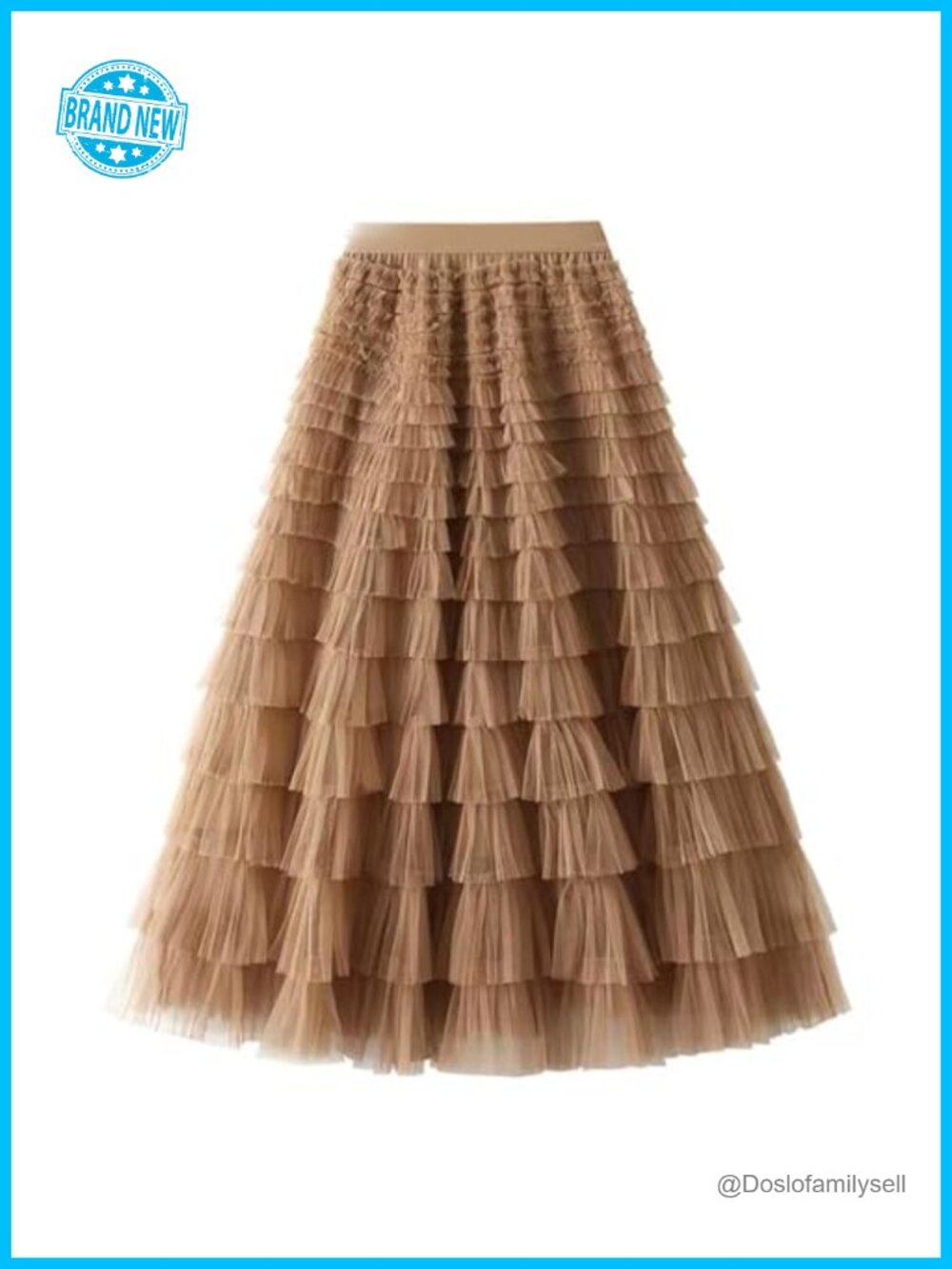 Women's Long Maxi Tulle Skirt A-Line Ruffle High Waisted Layered Mesh Tutu - Picture 4 of 7